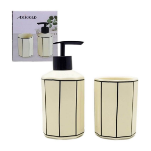 JOGO DE BANHEIRO PORCELANA 2PC LISTRADO