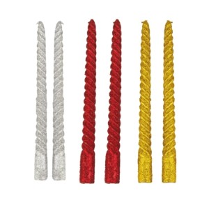 VELA NATAL ESPIRAL GLITTER COM 2 PEÇAS