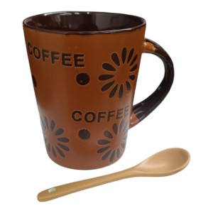 CANECA CERÂMICA 400ML C/COLHER