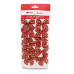 ENFEITE LAÇO XADREZ C/ 12 PEÇAS - 6CM