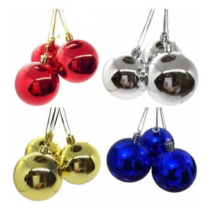 BOLA NATAL LISA 6CM C/ 3 PEÇAS