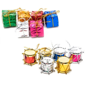 KIT ENFEITES NATAL 6 TAMBORES & 6 PRESENTES